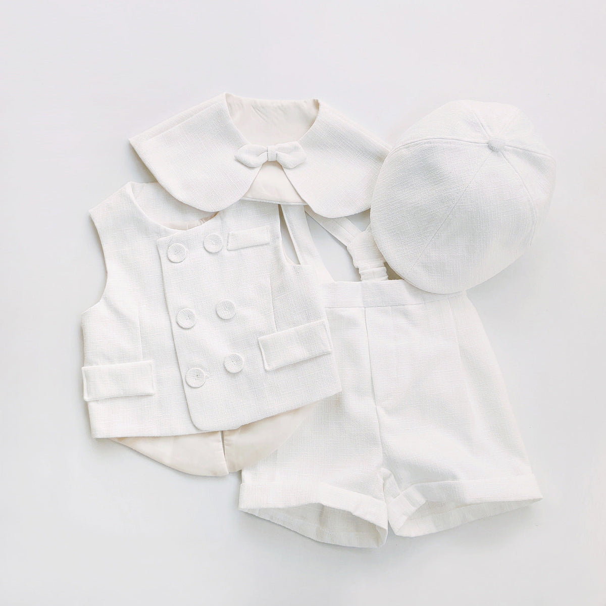 Casual White Children Vest Suit