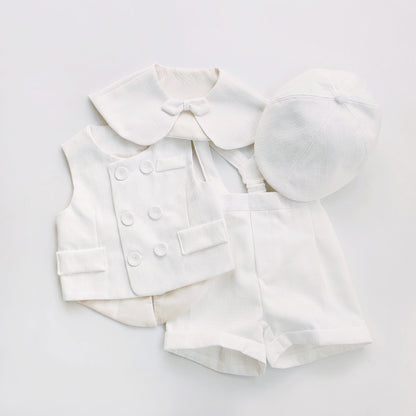Casual White Children Vest Suit