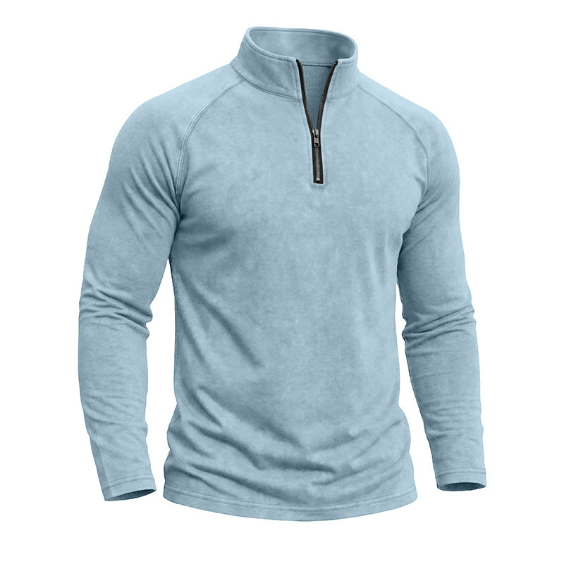 Retro Washed Long-sleeve Men's Distressed T-shirt