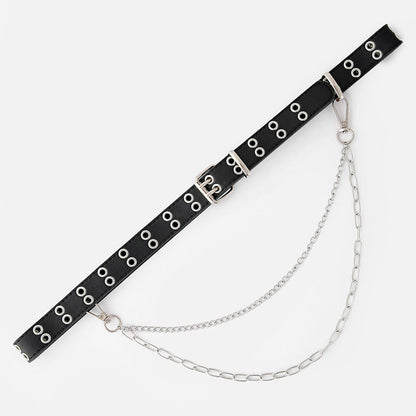 Jeans With Cutout Air Eye Punk Casual Belt