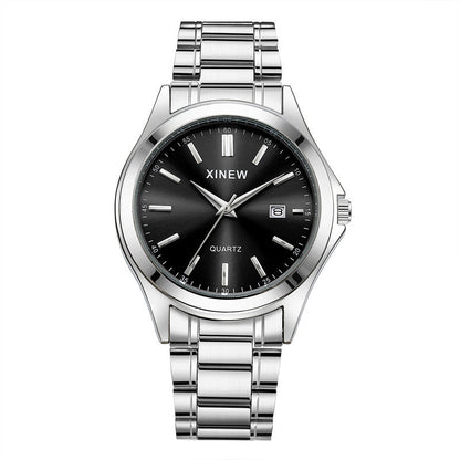 Fashionable Casual Stainless Steel Strap Calendar Quartz Watch