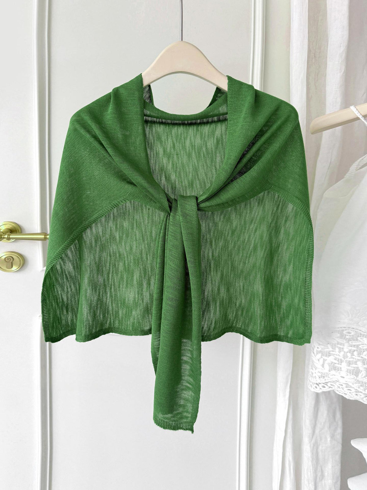Womens Plus-Size Knitted Shawl With Bamboo-Strip Pattern