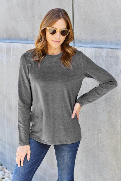 Basic Bae Full Size Round Neck Long Sleeve Top for Women