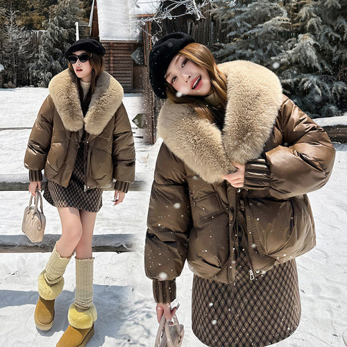 Big Fur Lapel Cotton-padded Coat Women
