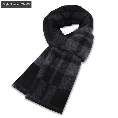 Mens Wool-Blend Plaid Scarf Winter Warmth & Extra Thickness