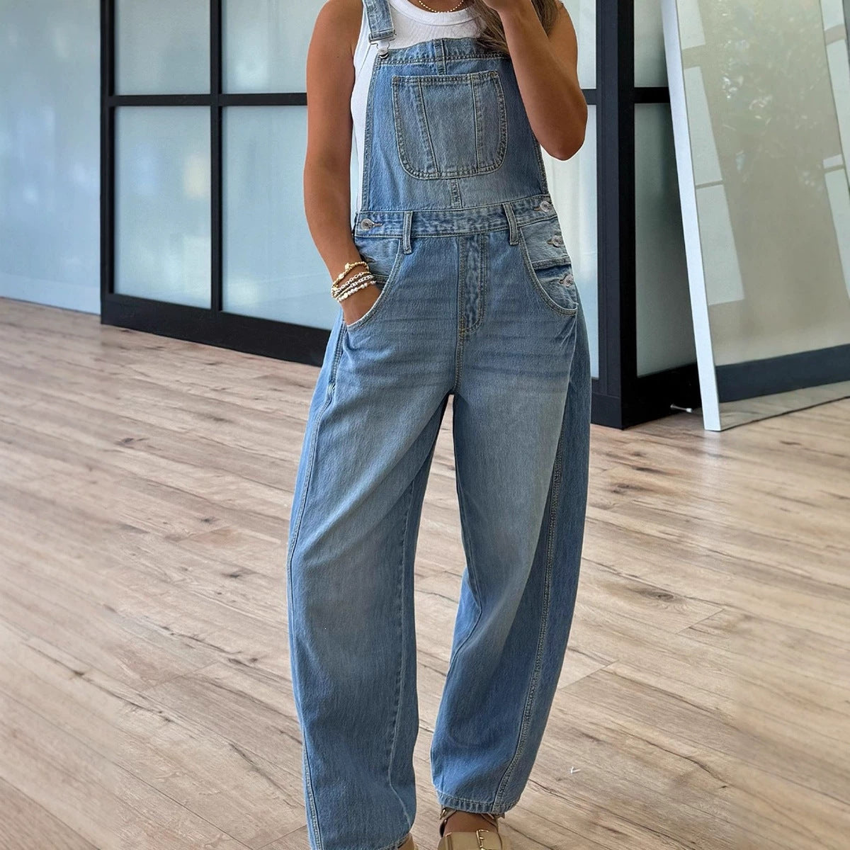 Fashionable And Versatile Solid-color Womens Jumpsuit