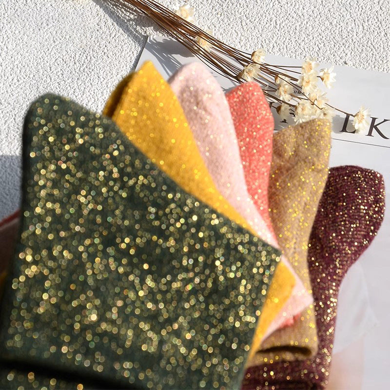 Women's Glitter Ribbed Mid Calf Slouch Socks