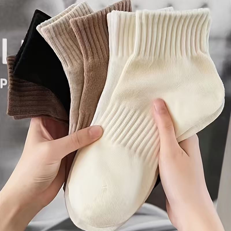Womens Mid-calf Socks Solid-color Athletic Socks