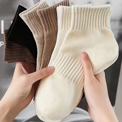 Womens Mid-calf Socks Solid-color Athletic Socks