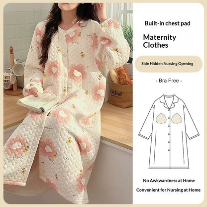 Air-cotton Padded Nursing Dress For Pregnant Women With Built-in Breast Pads