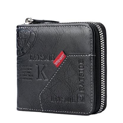 European And American Mens Vintage Bi-Fold Wallet