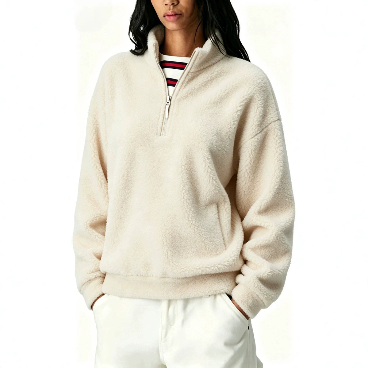 Solid-color Icelandic Fleece-lined Zip-up Hoodie