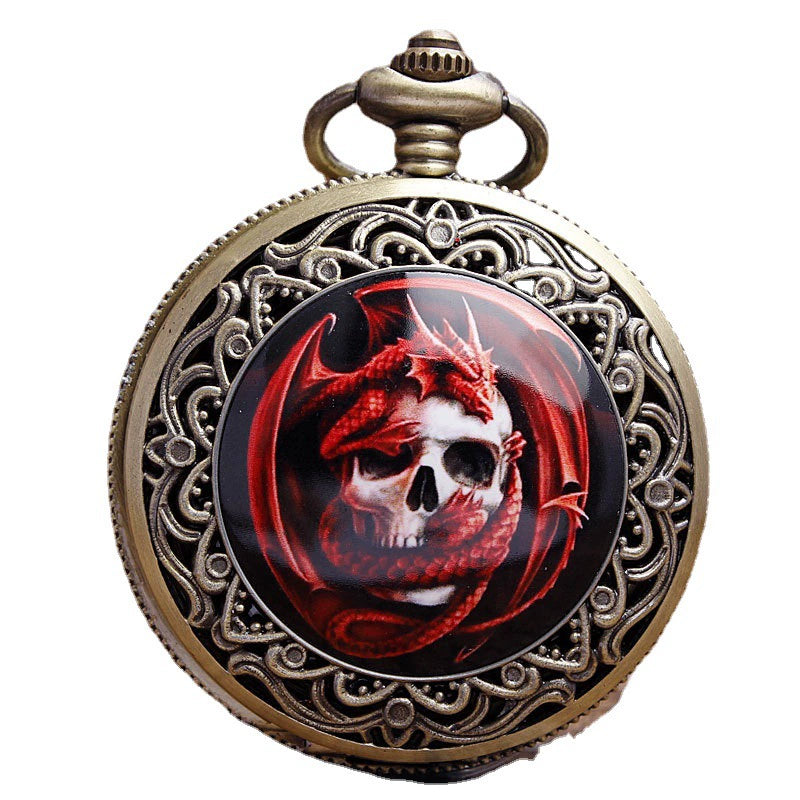 Classical Retro Plus-sized Skull Ceramic Pocket Watch