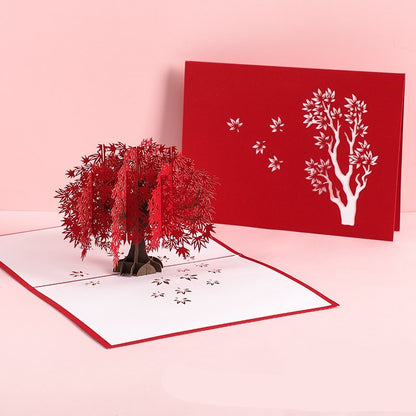 3D Sakura Kissing Lover Greeting Card