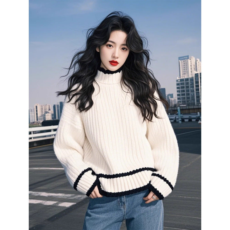Women's Loose-fit Retro Casual Knit Top