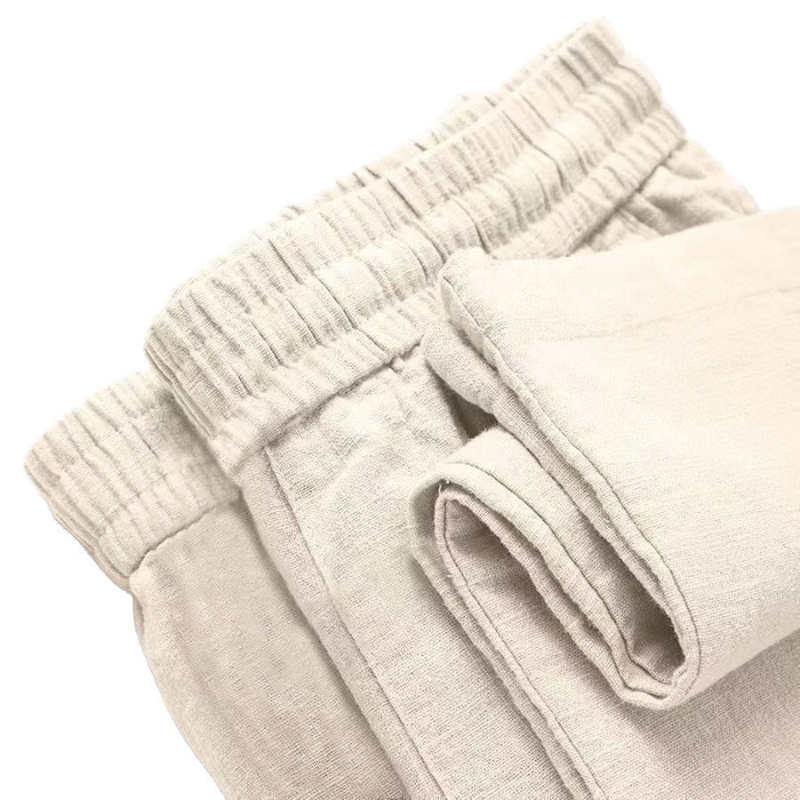 Cropped Ice-silk Breathable Elastic-waist Pants With Pockets