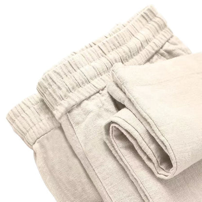 Cropped Ice-silk Breathable Elastic-waist Pants With Pockets