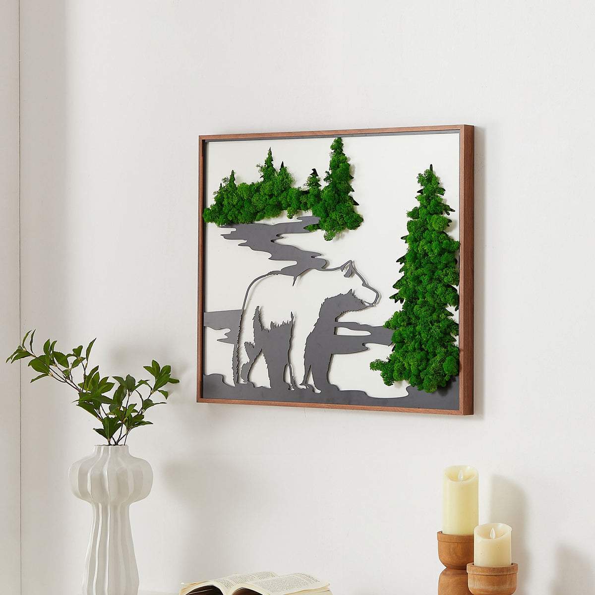Bear Metal Art Moss Wall Decor