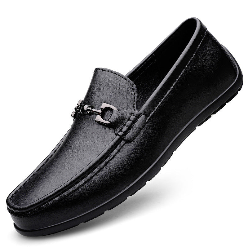 Mens Cowhide Soft-soled Casual Loafers
