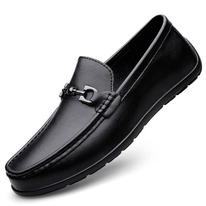 Mens Cowhide Soft-soled Casual Loafers