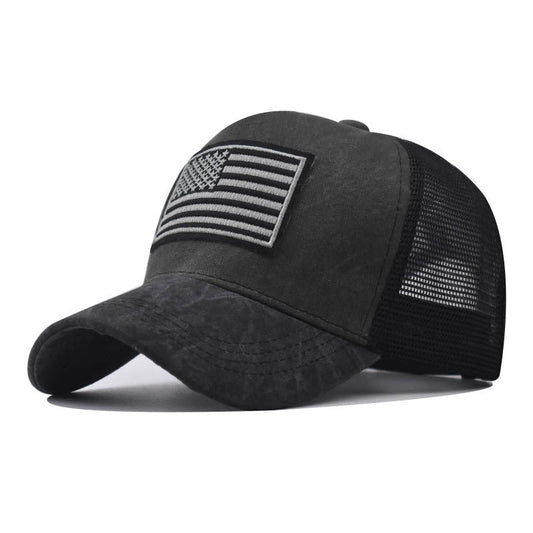 Men's Washed Distressed Embroidered Breathable Hat