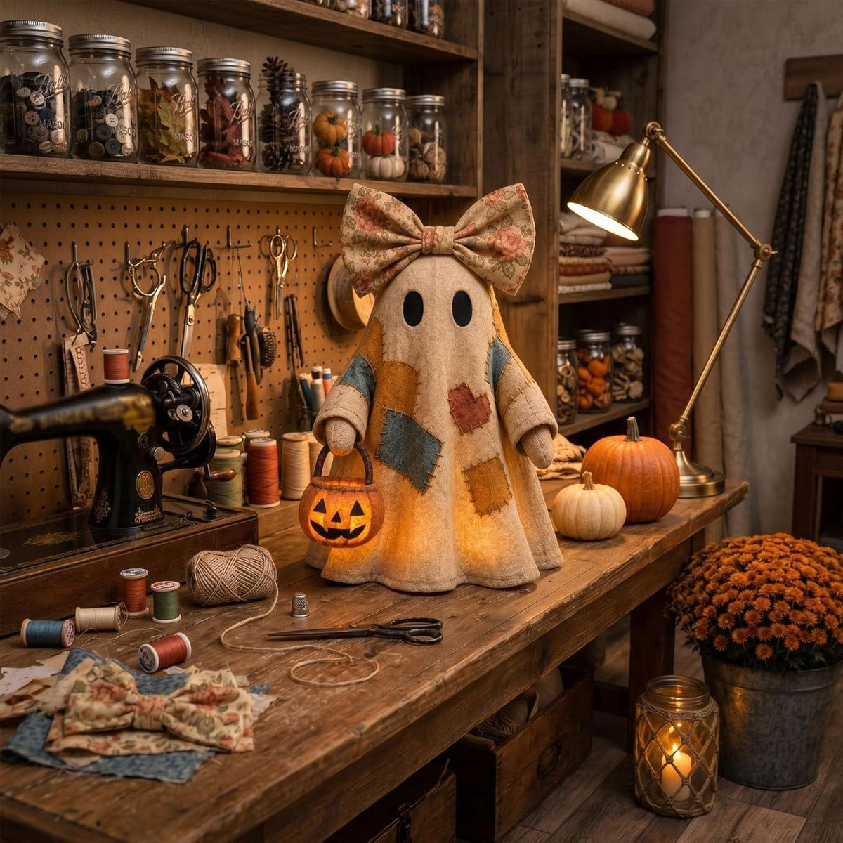 Patchwork Ghost Halloween Decoration