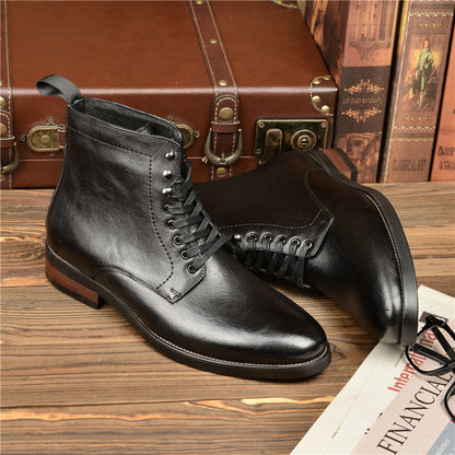 Soft Top Cowhide High Top Boots For Men