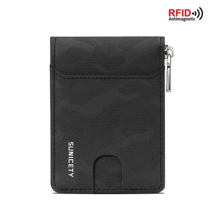 RFID Zipper Large Capacity Certificate Credit Multi Card Man's Organ Card Case PU Camouflage Wallet
