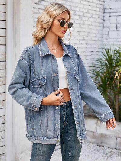 Button Up Long Sleeve Denim Jacket for Stylish Outfits