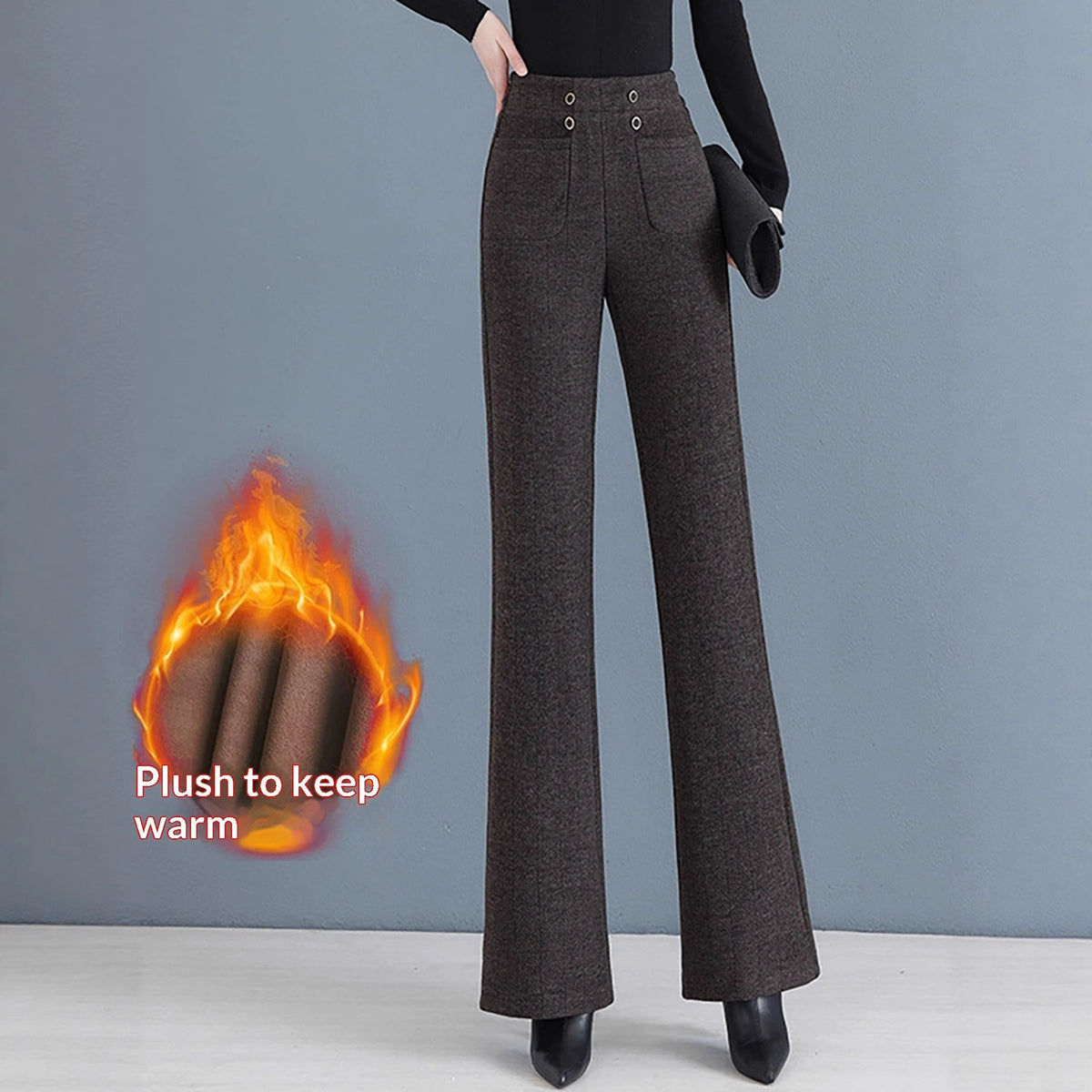 Womens Fallwinter Fleece-lined Slimming Bootcut Pants New Style