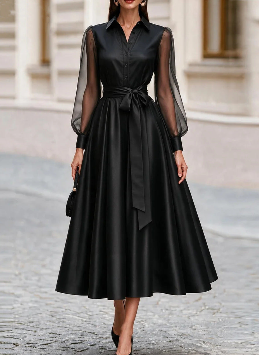 Mesh Long Sleeve Dress Women