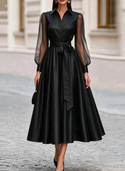 Mesh Long Sleeve Dress Women