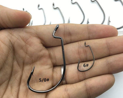 Rompin 20pcs/lot Black Nickel Crank Fishing Hooks High Carbon Steel Worm Sharp Barbed