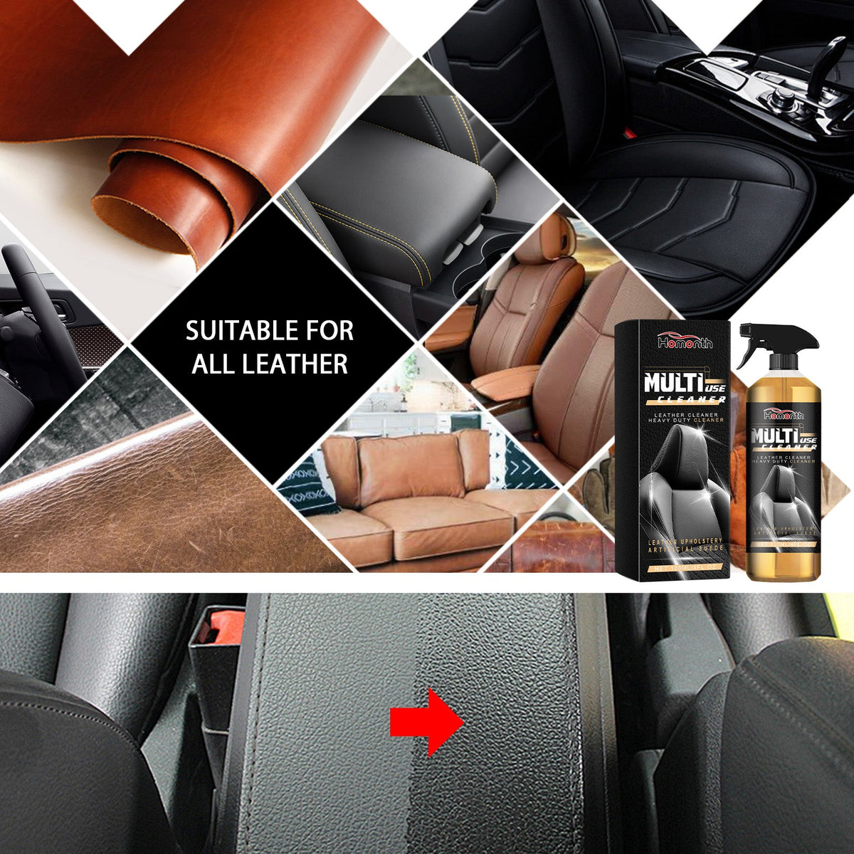 Mult-Use Cleaner, Car Interior Leather Maintenance And Renovation Decontamination Cleaning Agent