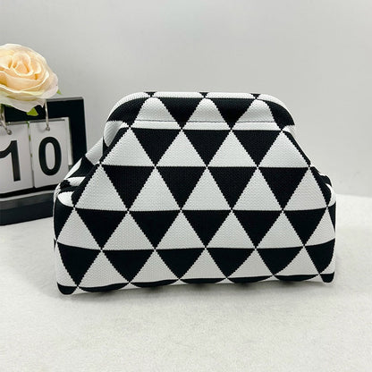 Womens Knitted Bag Striped Clutch
