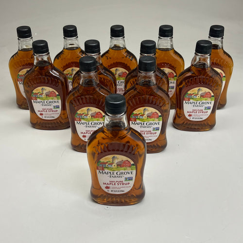 MAPLE GROVE FARMS (12 PACK) Crafted 100% Pure Maple Syrup 12.5 Fl Oz BB 07/27