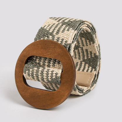 Bohemian Belt, Pp Grass Belt, Woven Belt, Skirt Matching, Natural Style, Versatile Decorative Elastic Belt For Women