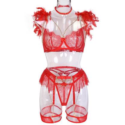 Metal Lace Feather Lace Eyelash Underwear