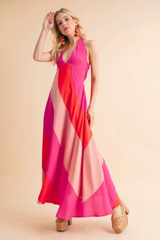 Aemi+Co Color Block Sleeveless Maxi Dress