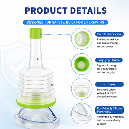 Manual Choking Emergency Device Easy To Use Airway Clearance Suction Tool For Self-Rescue First Aid Home Medical Equipment