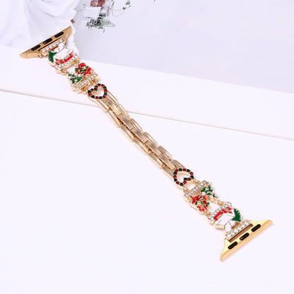 New Christmas Watch Strap Suitable For IWatch Chain Case Iwatch56789Sechristmas