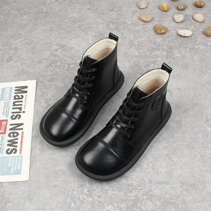 Women's Fleece-lined Lace-up Round-toe Ankle Boots