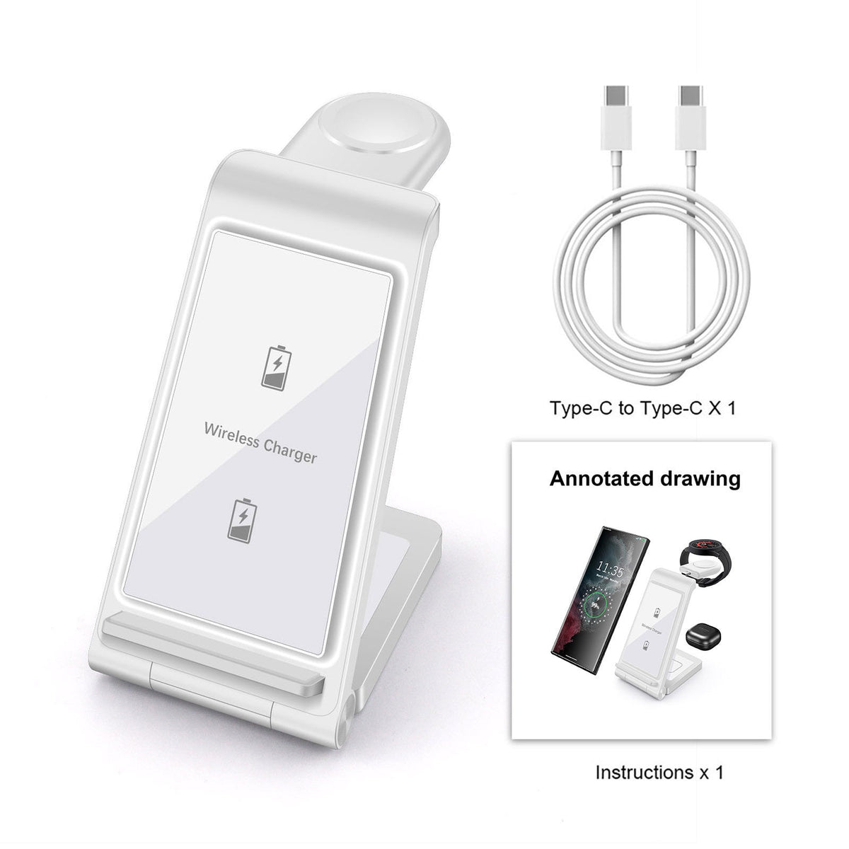 Three-in-one Folding Line Charger 15W Portable Wireless Charger