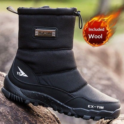 Men's High-top Snow Boots Thickened Warm And Lined With Fleece