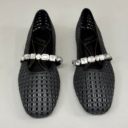 KENNETH COLE New York Zeta Raffia Jewel Jane Flat Women's Sz 11 Black KL25ZMJ01