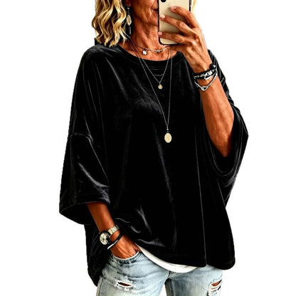 Womens Round-neck Top, Velvet Sweatshirt