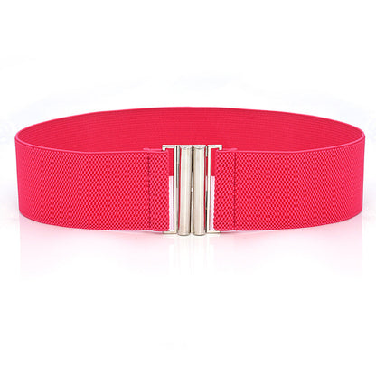 Elastic Elastic Silver Buckle Wide Belt Decorated Skirt Accessories