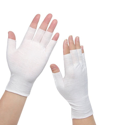 Exposed Five-finger White Cotton Gloves Half-finger And Breathable Sweat-absorbent Thin