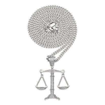Justice Scale Iced Out CZ Hip Hop Necklace