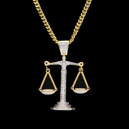 Justice Scale Iced Out CZ Hip Hop Necklace